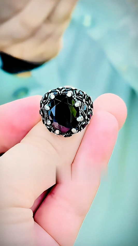 Imported Black Aqeeq Ring