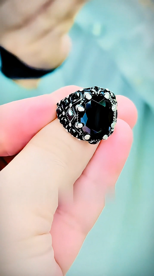 Imported Black Aqeeq Ring